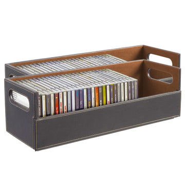 2- Pack CD Storage Box by Stock Your Home – Gray/Espresso