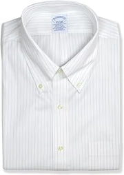 Brooks Brothers Men's Stretch Supima Cotton Non-Iron Twill Button-Down Collar Long Sleeve Dress Shirt
