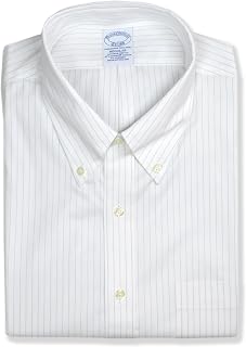 Brooks Brothers Men's Stretch Supima Cotton Non-Iron Twill Button-Down Collar Long Sleeve Dress Shirt