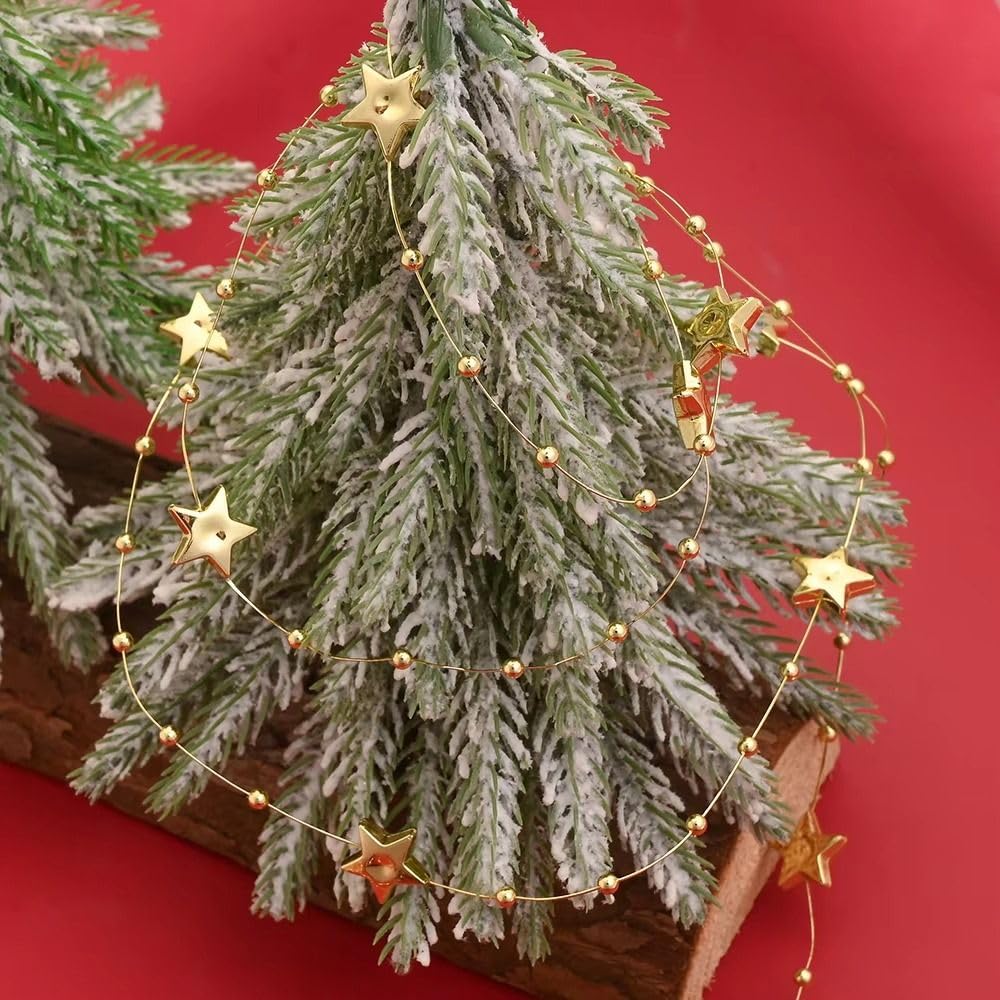 5M Decorative Star Beads Chain Christmas Tree Wreath Garland Wedding Party DIY Glitter Bead String New Year Home Decorations（Gold） by Generic – Plastic, Gold, Model WHYJ-ZCL111