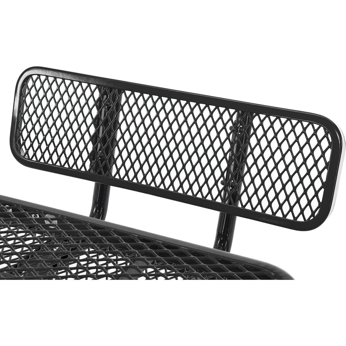 46" Square Picnic Table with Backrests by Global Industrial – 46" x 46" x 31.75", Expanded Metal, Green, Model 695965GN