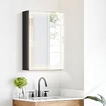 Hesili 20" Surface-Mount LED Lighted Black Aluminum Mirror Medicine Cabinet