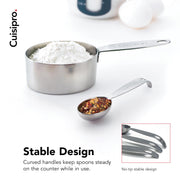 Measuring Cup & Spoon Set SS by Cuisipro – Medium, 0.24 liters_per_day, Stainless Steel, Model 747143