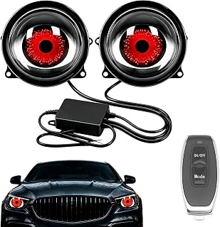 Devil Eye Headlight, Dynamic Blinking Eyeball Lights for Car Halloween，3 | Red demon eye blinking LED headlight, animated eyeball car light, Halloween men's gift, universal devil eyes accessory.