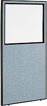 Global Industrial Office Partition Panel with Partial Window, 24-1/4"W x 96"H, Blue
