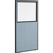 Office Partition Panel with Partial Window by Global Industrial – Alloy Steel, Blue, Model OFP036R-96W-BL