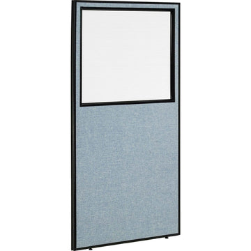 Office Partition Panel with Partial Window by Global Industrial – Alloy Steel, Blue, Model OFP036R-96W-BL