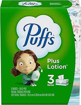 Puffs Plus Lotion Facial Tissue, 3 Family Boxes, 124 Tissues Per Box