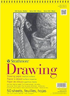 Strathmore 300 Series Wired Drawing Paper Pad, 50 Sheets, 12 Pack