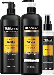 TRESemmé Lamellar Gloss Shampoo + Conditioner Set 28 oz 2 ct + Gloss 3.1 oz | Regimen Collection Pack For Brilliant Gloss & Sleek Finish Ultimate Shine