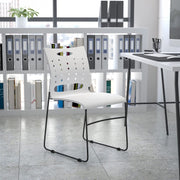 HERCULES Series 881 lb. Capacity White Sled Base Stack Chair with Air-Vent Back by Flash Furniture – Set of 1, Alloy Steel, White, Model RUT-2-WH-GG