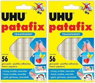 UHU Patafix Transparent Double-Sided Glue Pad Total 112 Pads, Pack of 2