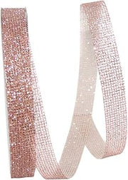Reliant Ribbon 93133-022-03J Corsage Mesh Glitter Ribbon, 5/8 Inch X 25 Yards, Rose