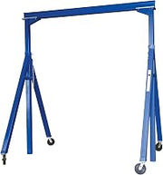 Vestil AHS-2-10-14 Steel Adjustable Height Gantry Crane with Glass Filled Nylon Casters 10 Ft. Wide x 14 Ft. Max Usable Height 2,000 Lb. Capacity Blue