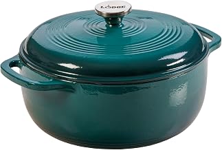 Lodge Essential Enamel Cast Iron Dutch Oven, 6 Quart, Lagoon | Ideal for Bread Baking, Braising, Marinating & Slow Cooking, Features Moisture-Sealing Lid & Dual Handles