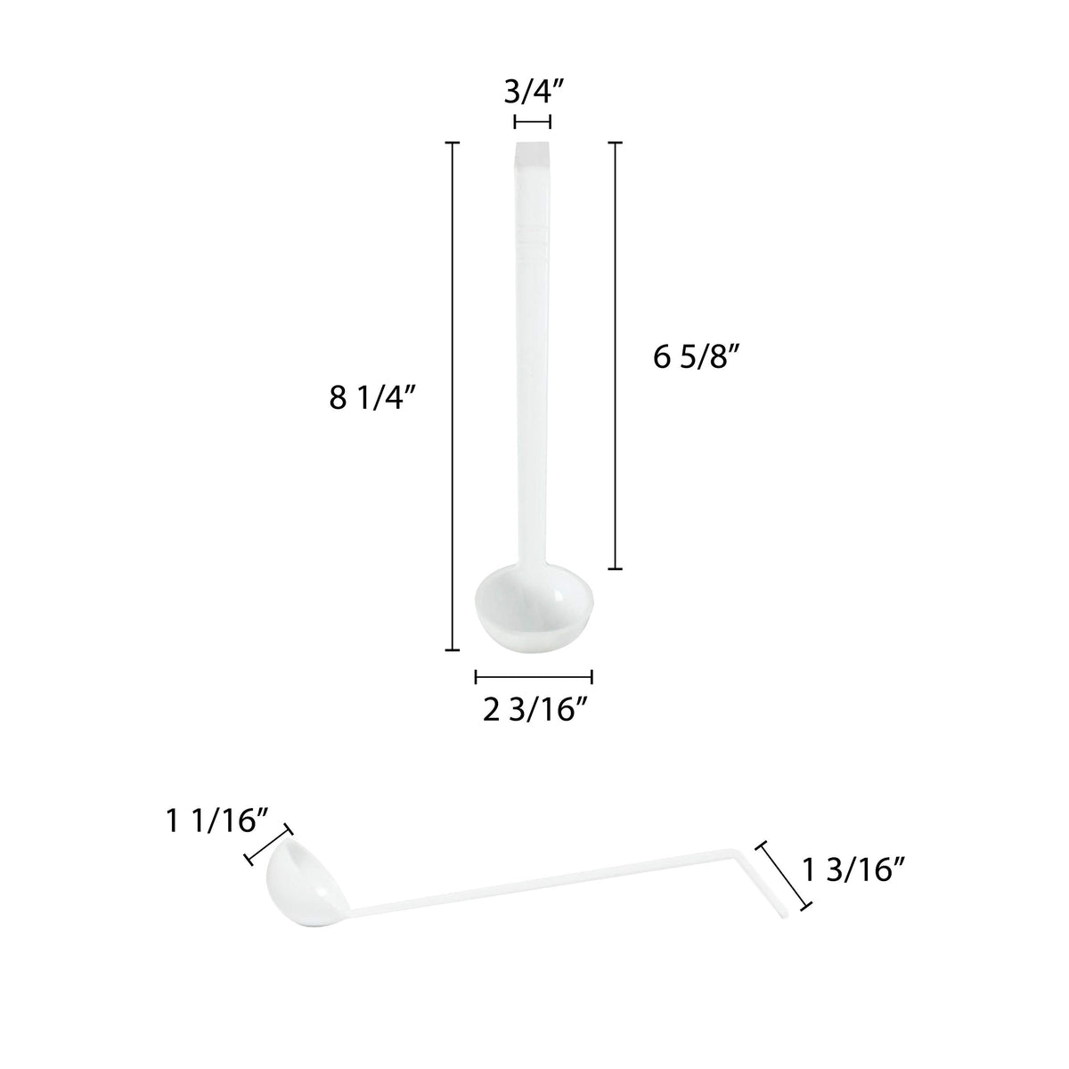 8.5" 0.75 oz one piece polycarbonate ladle by Thunder Group – Polycarbonate, White, Model 2010-White