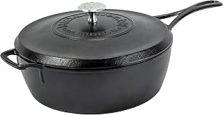 Lodge Blacklock 4 Quart Deep Skillet with Lid - Durable & Lightweight Cast Iron Cookware - Nonstick & Cast Iron Skillet