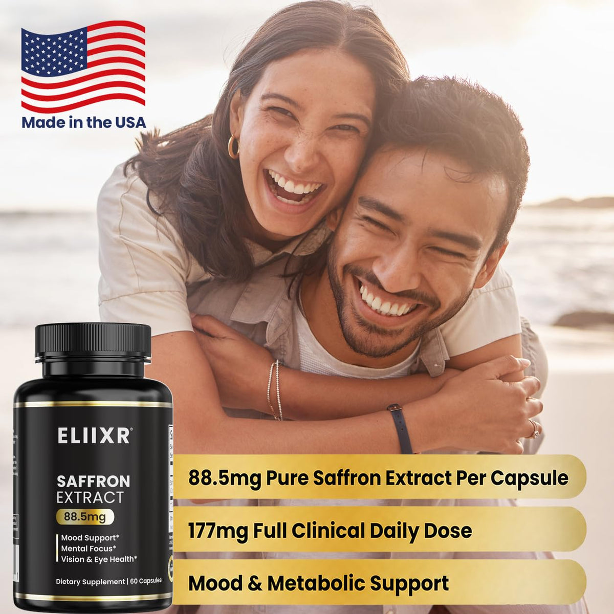 Saffron Extract 88.5mg by Eliixr – 60 Count (Pack of 1)