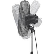 18" Industrial Pedestal Oscillating Fan by Global Industrial – Metal, Black / Silver, Model 293127