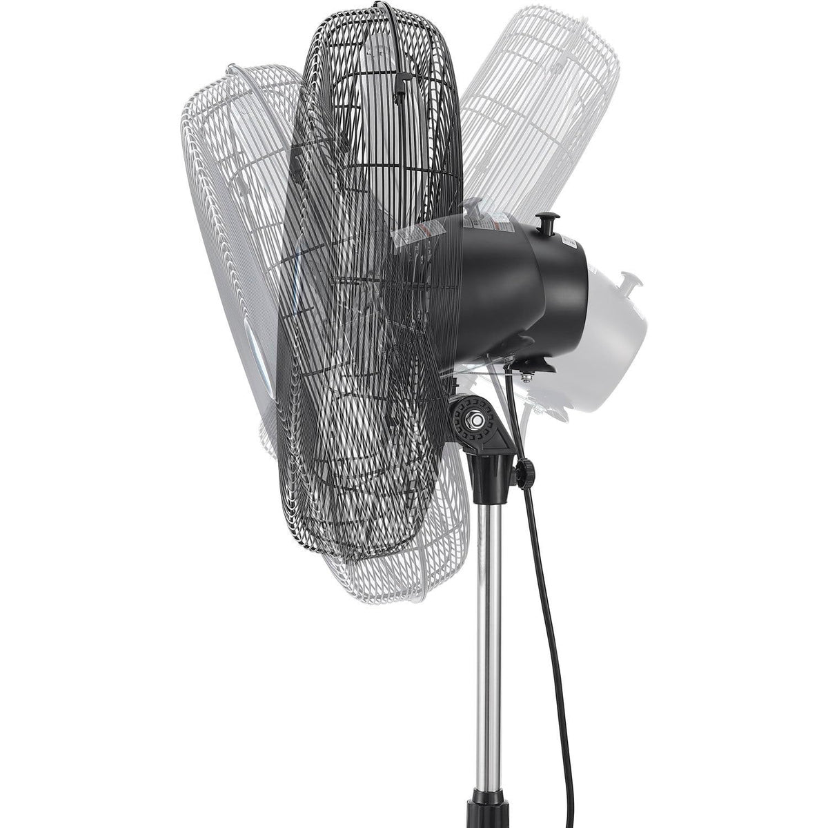 18" Industrial Pedestal Oscillating Fan by Global Industrial – Metal, Black / Silver, Model 293127