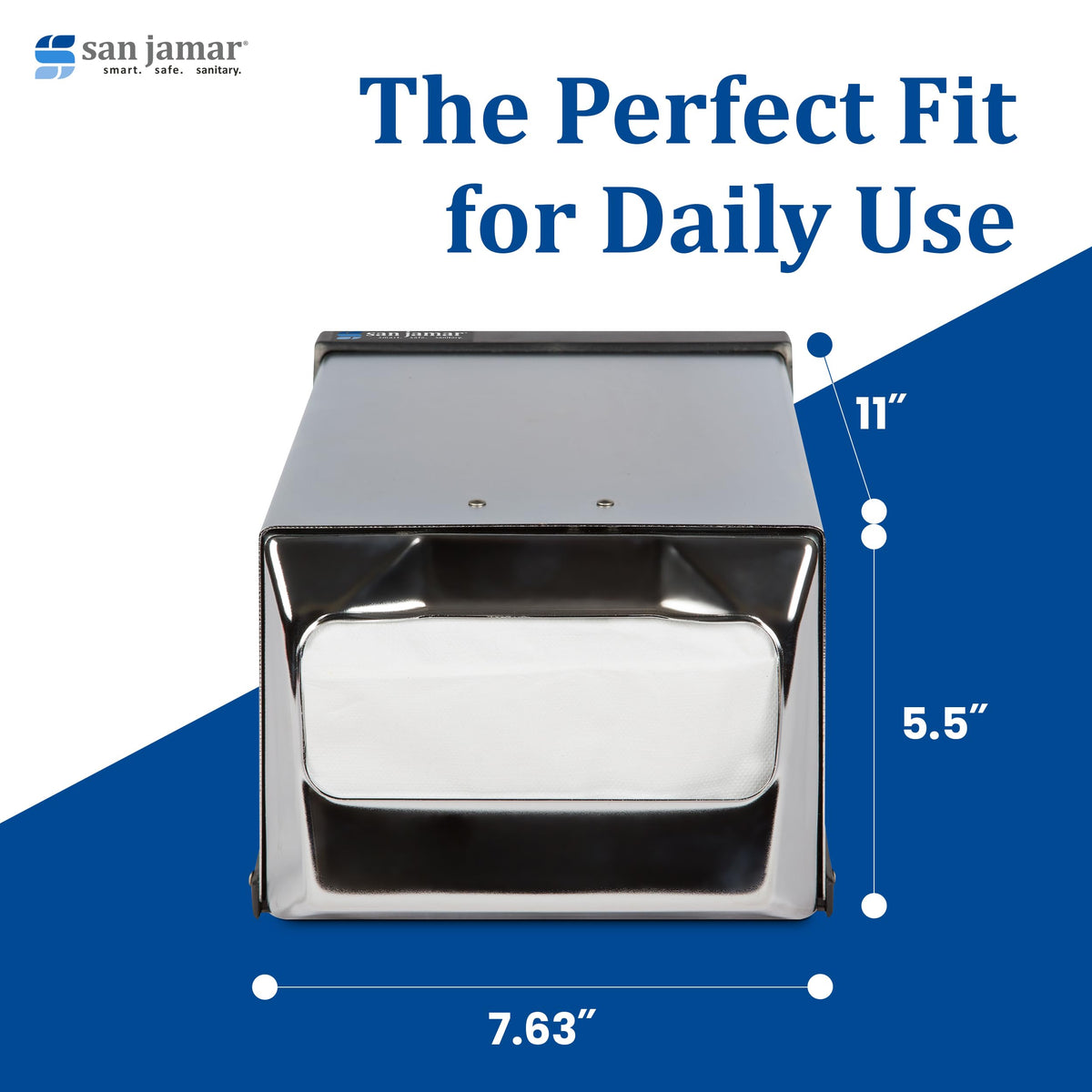 Fullfold Chrome Countertop Napkin Dispenser by San Jamar – Fullfold, Metal, Chrome, Model H3001XC