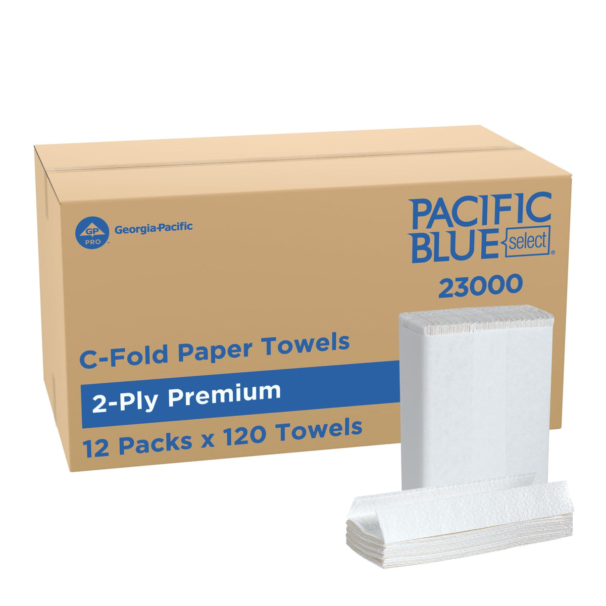 Pacific Blue Select by Georgia-Pacific PRO C-Fold Premium 2-Ply Paper Towels, White, 3.6” Folded Width, 120 Towels Per Pack, 