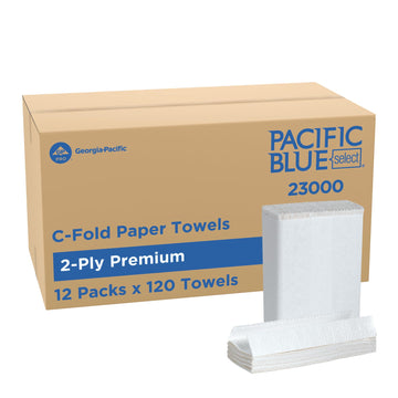 Pacific Blue Select by Georgia-Pacific PRO C-Fold Premium 2-Ply Paper Towels, White, 3.6” Folded Width, 120 Towels Per Pack, 