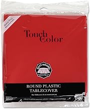 Creative Converting 703548 Plastic Tablecovers 82" Round Real Red