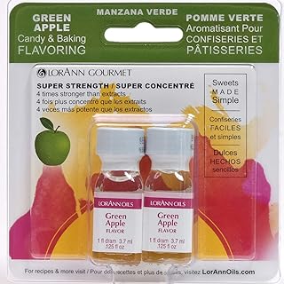 LorAnn Oils Super Strength Green Apple Flavoring For Candy Making | 4X Stronger Than Extracts - Used For Candy, Icing, Baking - Concentrated Flavoring Oils - 0.12 Fl Oz (Pack of 2)