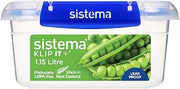 Sistema 886507 Klip It Plus Square Container Food Storage, Polypropylene, 1.15 liters, Clear