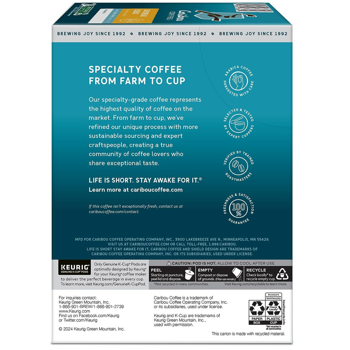 Caribou Coffee 24 Count (Pack of 4) / coffee / 1 Single-Serve Capsules & Pods