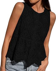 Womens Tank Tops Embroidered Eyelet Blouse
