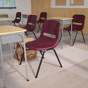 Ergonomic Shell Stack Chair, Burgundy, Plastic - Lot of 4