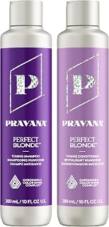 Pravana The Perfect Blonde Purple Toning Shampoo and Conditioner Set | Neutralizes Brassy, Yellow Tones | For Color-Treated Hair | Chromasilk Enhances Shine & Protection | Vegan | 10 Fl Oz