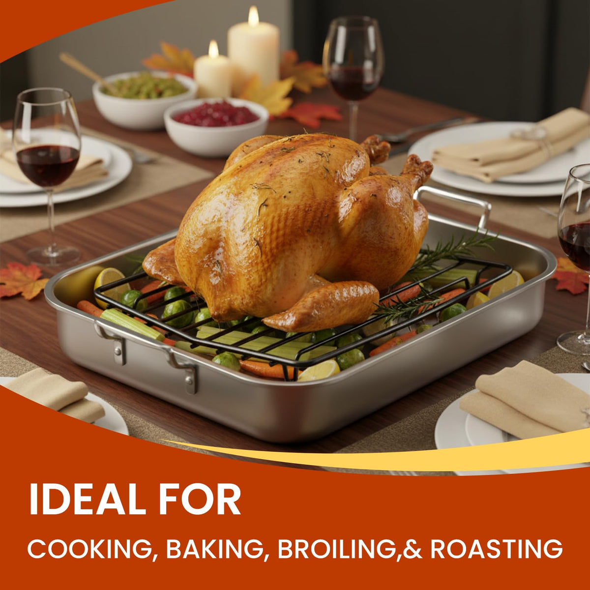TreeLen V Shape Roasting Rack, Non-Stick Wire, 10 x 8 Inch, Black