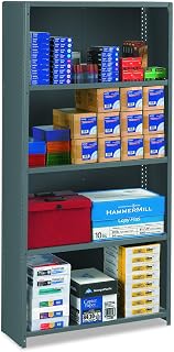 Tennsco ESPC1236MGY Closed Commercial Steel Shelving, Five-Shelf, 36w x 12d x 75h, Medium Gray