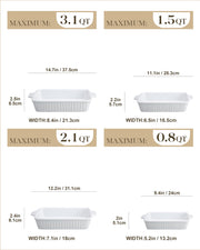 Malacasa Ceramic Casserole Set, 4 Rectangular Dishes, White