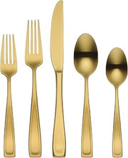 Oneida Moda Gold Satin 20-Piece 18/10 Silverware Set for 4, Flatware | satin finish, dishwasher safe | includes knives, forks, and spoons | heavy duty, cutlery set for kitchen and dining, utensils