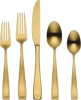 Oneida Moda Gold Satin 20-Piece 18/10 Silverware Set for 4, Flatware | satin finish, dishwasher safe | includes knives, forks, and spoons | heavy duty, cutlery set for kitchen and dining, utensils