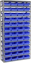 Global Industrial 13 Shelf Steel Shelving with (48) 4" H Plastic Shelf Bins, Blue, 36x12x72