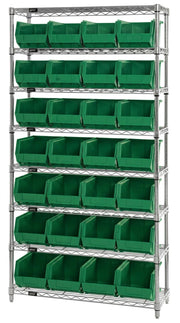 QUANTUM STORAGE SYSTEMS Green / 10L x 6W x 5H / Ultra Stack & Hang Open Storage Bins