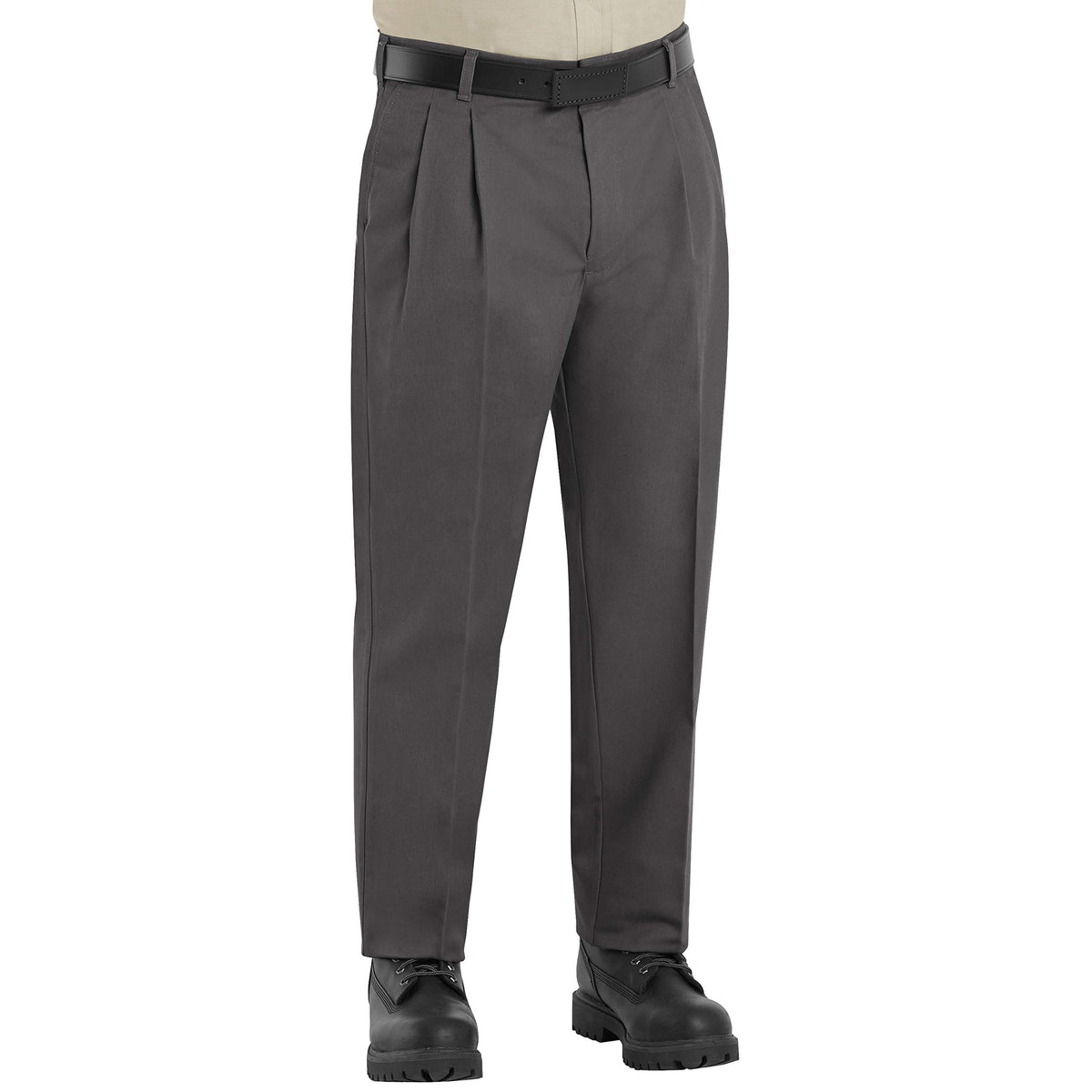 Men's Pleated Twill Slacks by Red Kap – Polyester, Charcoal, Model PT38CH 28 32