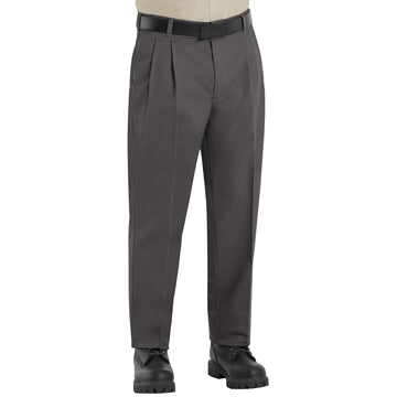 Men's Pleated Twill Slacks by Red Kap – Polyester, Charcoal, Model PT38CH 28 32