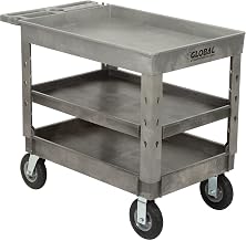 Global Industrial Plastic 3 Tray Shelf Industrial Strength Service & Utility Cart, 44â€ x 25-1/2â€, 8" Pneumatic Wheels