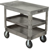 Plastic 3 Tray Shelf Industrial Strength Service & Utility Cart by Global Industrial – Plastic, Gray, Model 800330