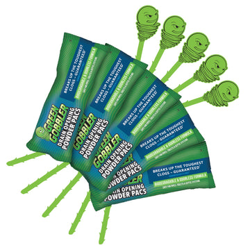 Drain Clog Remover & Drain Cleaner Powder (5 Pacs & 5 Tools) by Green Gobbler – 5 Count (Pack of 1), Pack of 2, Model G8063