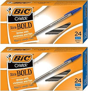 BIC Cristal Bold, 1.6 mm Ball Pen, Blue - Pack of 48 (MSBP241-BEx2)
