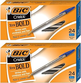 BIC Cristal Bold, 1.6 mm Ball Pen, Blue - Pack of 48 (MSBP241-BEx2)