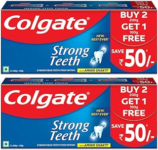 Colgate Strong Teeth Anticavity Toothpaste with Amino Shakti - 500gm (Pack of 2)