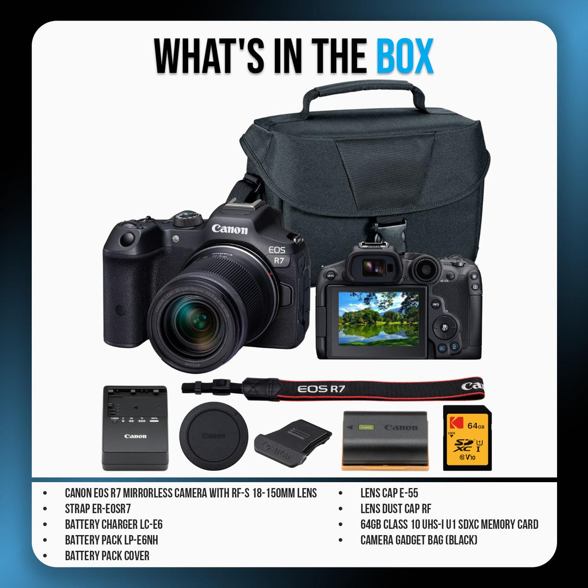 EOS R7 Mirrorless Camera with 18-150mm Lens Bundle by Canon – Black, Model CAER718150-K1